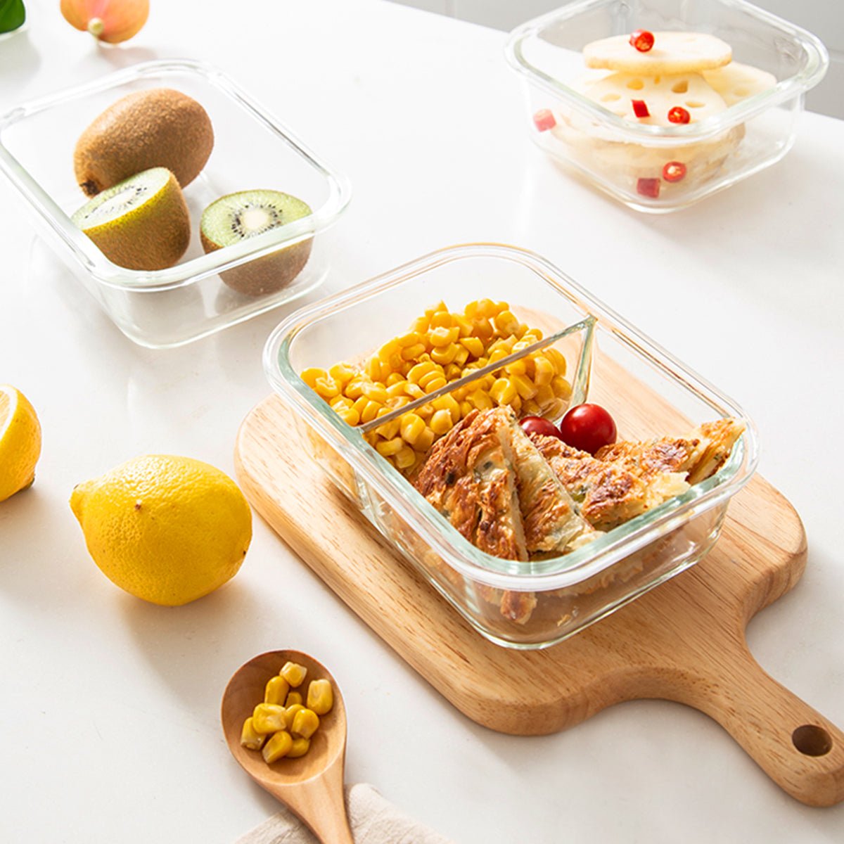 Classic 5pcs Microwave Oven Safe Blue Glass Container Set 3.58L - Your Trusted Food Storage Solution-3