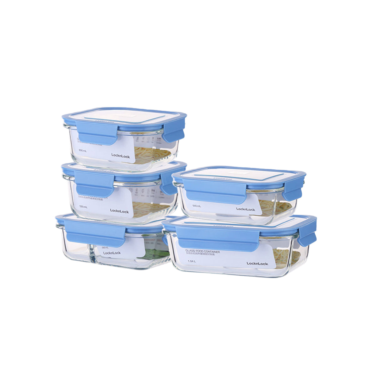 Classic 5pcs Microwave Oven Safe Blue Glass Container Set 3.58L - Your Trusted Food Storage Solution-0