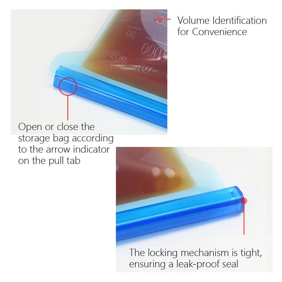 1000ml Herbruikbare siliconen opbergzakjes