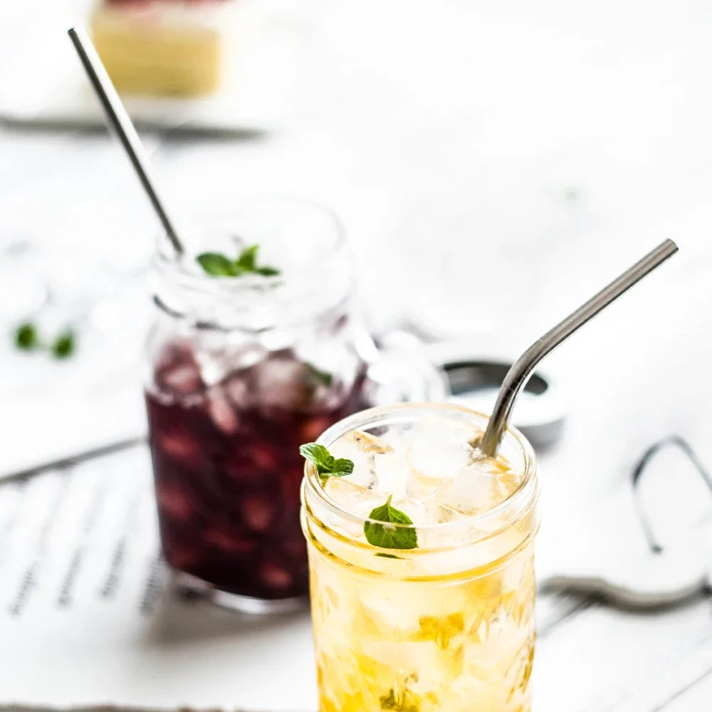 Herbruikbare RVS metalen rietjes met schoonmaak borsteltje