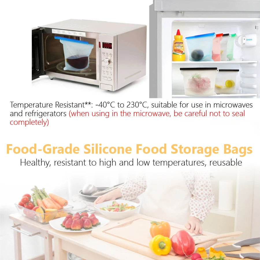 1000ml Herbruikbare siliconen opbergzakjes